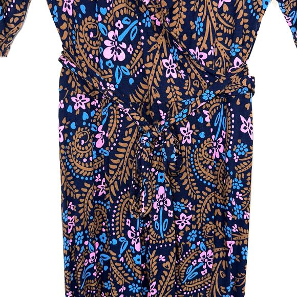 Boden Lavinia Midi Jersey Wrap Dress in French Navy Floral Size 6 Petite - Picture 6 of 13